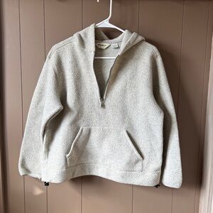 Eddie Bauer Cream Sherpa Half-Zip Hoodie Sweater